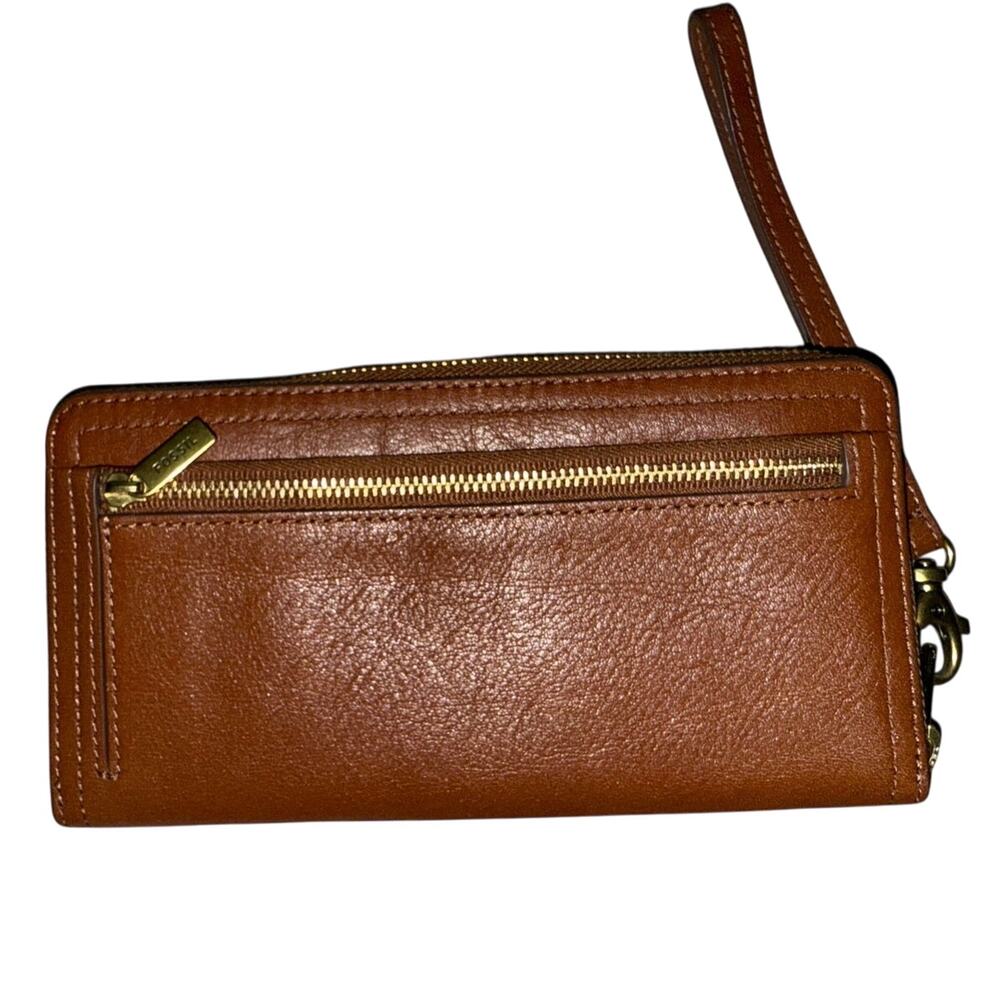 Fossil Wallet Logan Rfid Zip Clutch Saddle Color … - image 6